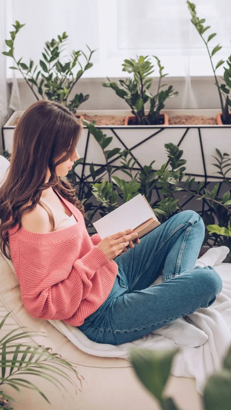 Cozy reading corner with soft textiles